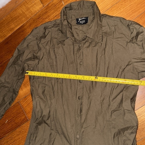 Designer Puckered Look Button Down Uneven Swing Dress Shirt Top Size S cotton - Picture 3 of 7